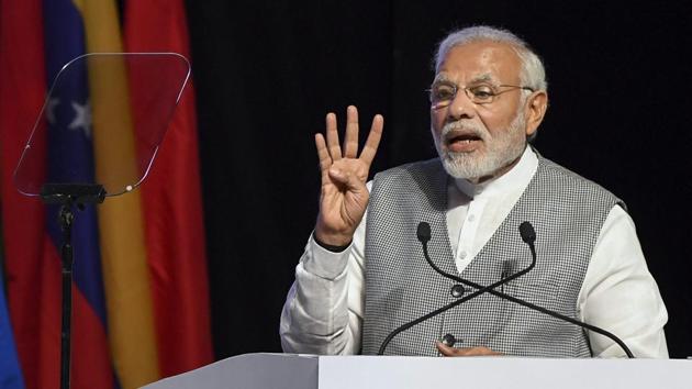 Prime minister Narendra Modi delivers his inaugural speech for the third annual meeting Asian Infrastructure Investment Bank (AIIB) Forum.(PTI Photo)