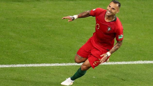Portugal's Ricardo Quaresma celebrates scoring their first goal. (REUTERS)
