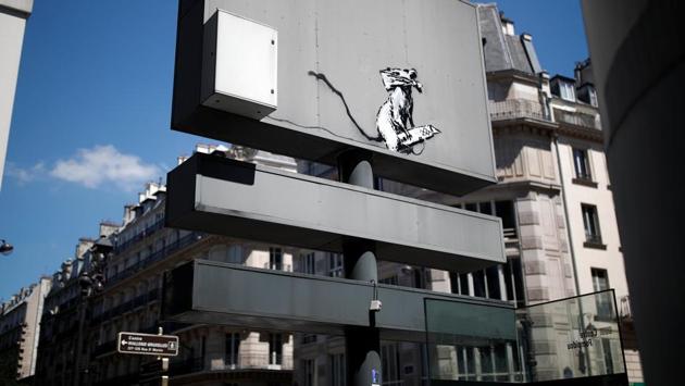 Though migration to Europe has decreased since the height of the crisis in 2015, anxiety about it remains high in France and the rest of the European Union. In this image, a rat is seen holding a boxcutter --perhaps aiming for borders, or constructs. (Benoit Tessier / REUTERS)