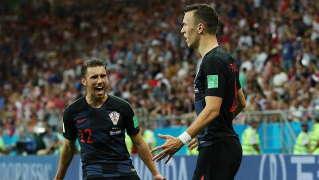 Croatia's Ivan Perisic celebrates scoring their second goal against Iceland in the FIFA World Cup 2018. (REUTERS)