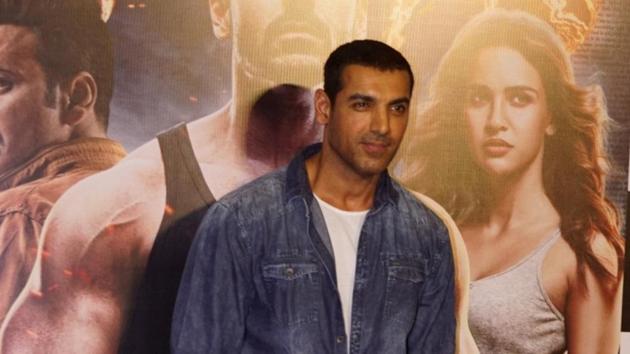 Mumbai: Actor John Abraham at the trailer launch of his upcoming film Satyameva Jayate in Mumbai Thursday.(IANS)