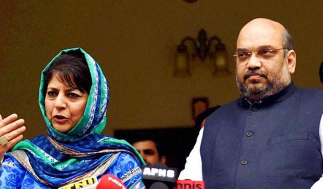 BJP president Amit Shah and PDP president and former chief minister of Jammu and Kashmir, Mehbooba Mufti (PTI Photo) BJP president Amit Shah and PDP president and former chief minister of Jammu and Kashmir, Mehbooba Mufti (PTI Photo)
