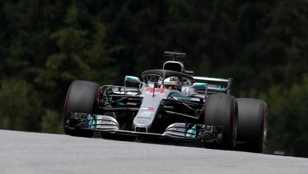 Mercedes' Lewis Hamilton during practice at the Formula One Austrian Grand Prix in Spielberg on Friday.(Reuters)