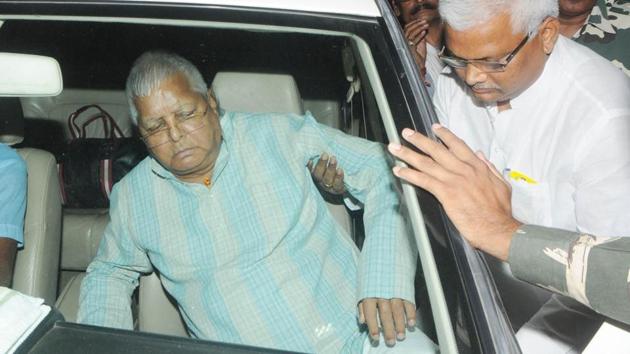 RJD chief Lalu Prasad, convicted in three separate fodder scam cases last year, is being treated at the Asean Heart Institute in Mumbai.(HT File)
