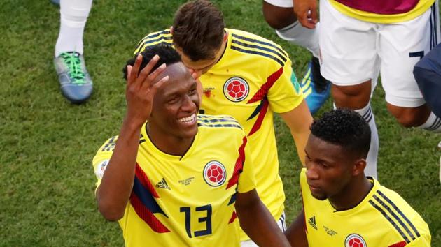 Yerry Mina’s goal helped Colombia top Group H with a 1-0 win over Senegal in the FIFA World Cup 2018 match at the Samara Arena on Thursday. (Reuters)