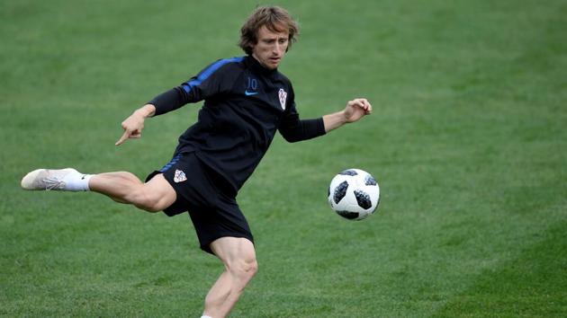 Croatia's midfielder Luka Modric takes part in a training session at the Roschino Arena, outside Saint Petersburg, on June 29, 2018, during the FIFA World Cup 2018.(AFP)