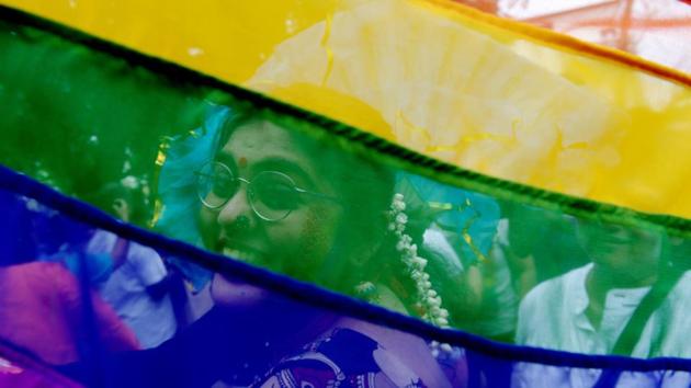 A supporter of the lesbian, gay, bisexual, transgender (LGBT) community takes part in a pride parade in Chennai on June 24, 2018. (Arun Sankar / AFP) A supporter of the lesbian, gay, bisexual, transgender (LGBT) community takes part in a pride parade in Chennai on June 24, 2018. (Arun Sankar / AFP)
