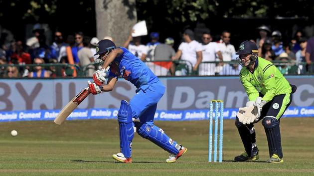 Manish Pandey plays a stroke down the ground. (AP) Manish Pandey plays a stroke down the ground. (AP)