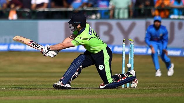 Ireland's William Porterfield loses his wicket. (REUTERS) Ireland's William Porterfield loses his wicket. (REUTERS)