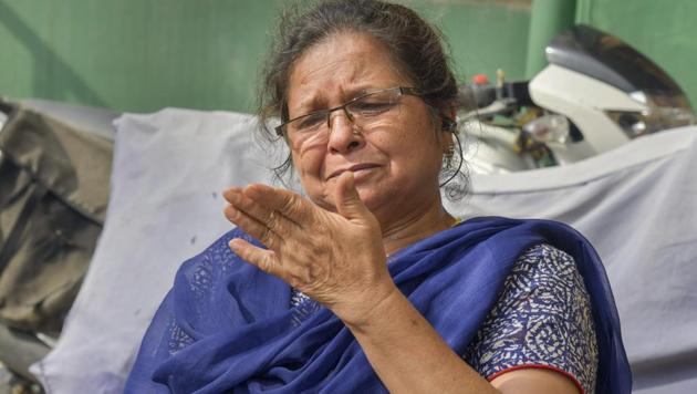 Uttara Bahuguna, the teacher who was suspended by Uttarakhand CM Trivendra Singh Rawat after an argument, breaks down as she speaks to journalist about the incident in Dehradun. (PTI Photo) Uttara Bahuguna, the teacher who was suspended by Uttarakhand CM Trivendra Singh Rawat after an argument, breaks down as she speaks to journalist about the incident in Dehradun. (PTI Photo)