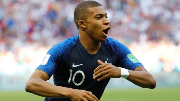 France's Kylian Mbappe celebrates scoring their third goal against Argentina. (REUTERS) France's Kylian Mbappe celebrates scoring their third goal against Argentina. (REUTERS)