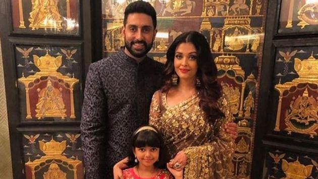 Aishwarya Rai, Abhishek Bachchan and Aaradhya at the engagement ceremony of Akash Ambani and Shloka Mehta. (Photo: Instagram/Aishwarya Rai Bachchan)