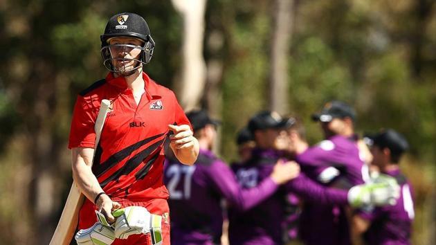 Cameron Bancroft could score only one run before getting dismissed while playing for the Desert Blaze in the NT Strike League in Darwin. (Twitter) Cameron Bancroft could score only one run before getting dismissed while playing for the Desert Blaze in the NT Strike League in Darwin. (Twitter)
