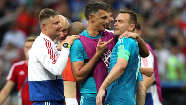 Igor Akinfeev emerged as the hero for Russia as he saved two penalties. (REUTERS)