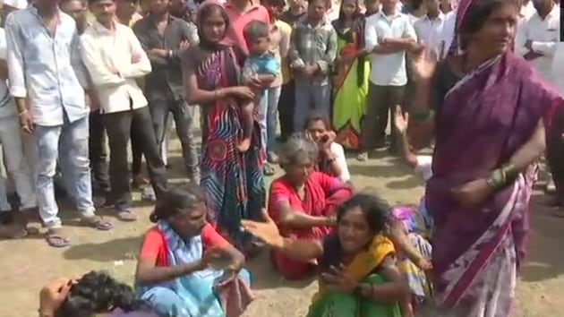 Families of victims who were lynched in Dhule on suspicion of being child lifters on July 2.(ANI Photo/Twitter)