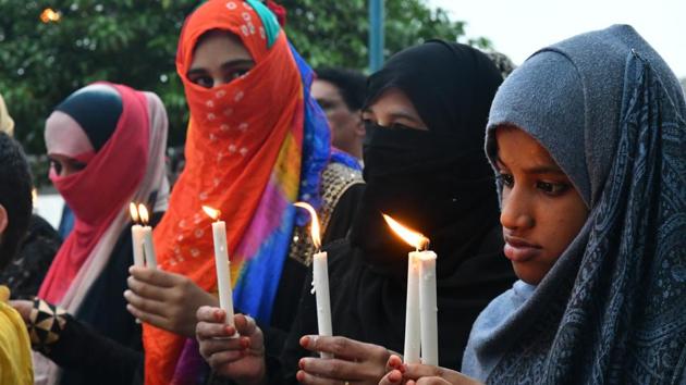Muslim women take part in a protest against rape in Mandsaur and Kathua, in Bhopal on July 1. (Mujeeb Faruqui/HT Photo) Muslim women take part in a protest against rape in Mandsaur and Kathua, in Bhopal on July 1. (Mujeeb Faruqui/HT Photo)