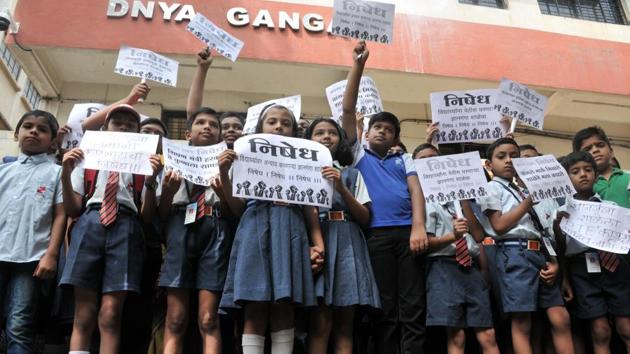 Dnyanganga English medium school on Sinhagad road had issued leaving certificates against almost 400 students over alleged non-payment of fees. (HT PHOTO) Dnyanganga English medium school on Sinhagad road had issued leaving certificates against almost 400 students over alleged non-payment of fees. (HT PHOTO)