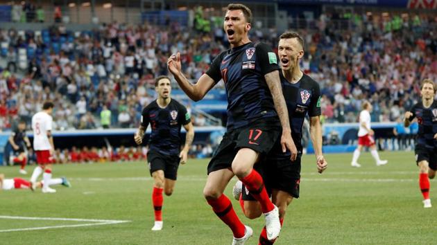 Croatia's Mario Mandzukic celebrates scoring their first goal. (REUTERS) 