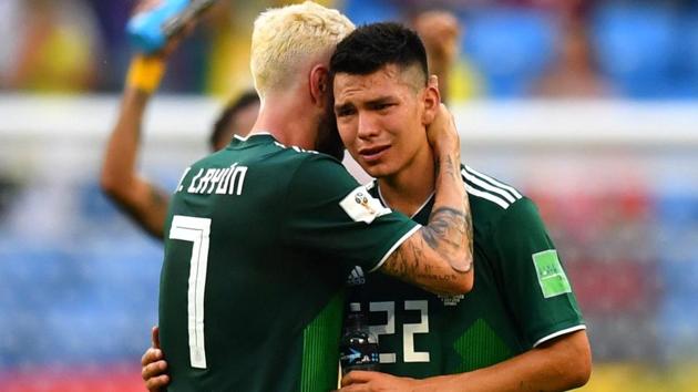 Mexico's Hirving Lozano and Miguel Layun look dejected after the match. (REUTERS) Mexico's Hirving Lozano and Miguel Layun look dejected after the match. (REUTERS)