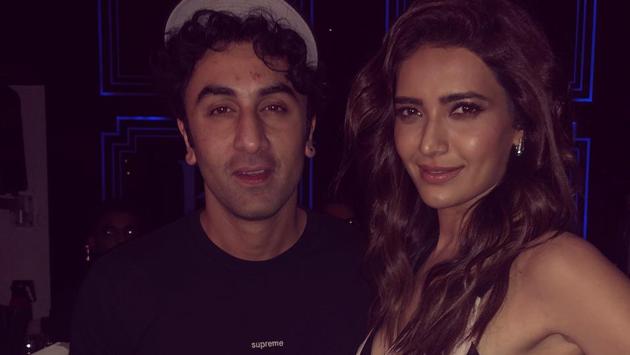 Karishma Tanna with Ranbir Kapoor at the success bash for Sanju.(Instagram) Karishma Tanna with Ranbir Kapoor at the success bash for Sanju.(Instagram)