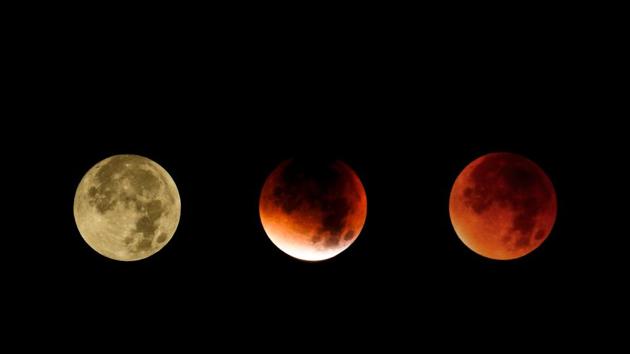 The partial eclipse of the moon will start around 11.54 pm Indian Standard Time, with the total eclipse beginning at 1 am on July 28.(Shutterstock photo) The partial eclipse of the moon will start around 11.54 pm Indian Standard Time, with the total eclipse beginning at 1 am on July 28.(Shutterstock photo)