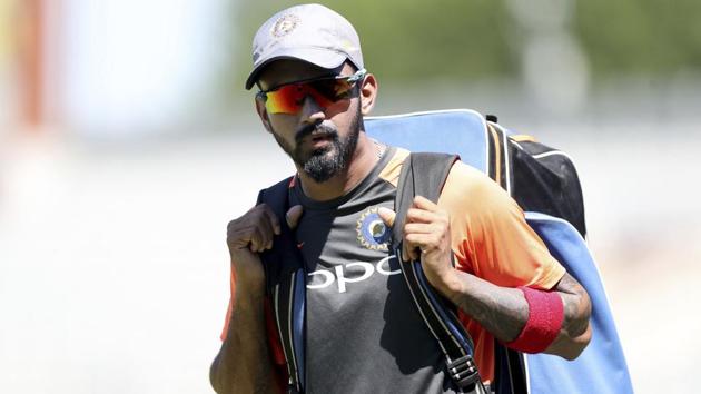 KL Rahul arrives for a nets session. The Karnataka batsman has been in good touch lately. (AP)