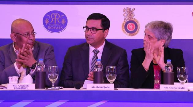 BCCI acting general secretary Amitabh Choudhary (L), pictured here with Rahul Johri (C) and Diana Edjuli, says one should ask those in charge why there seems to be little interest in reforms.(BCCI)