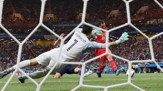Belgium's Nacer Chadli scores their third goal. (Reuters) Belgium's Nacer Chadli scores their third goal. (Reuters)