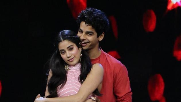 Janhvi Kapoor and Ishaan Khatter on the sets of India’s Best Dramebaaz in Mumbai on Tuesday.(Viral Bhayani)