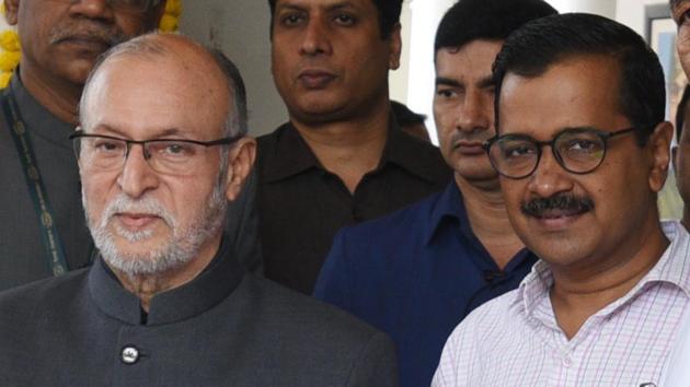 Delhi Lieutenant Governor Anil Baijal and chief minister Arvind Kejriwal at the Vidhan Sabha in New Delhi (HT File Photo) Delhi Lieutenant Governor Anil Baijal and chief minister Arvind Kejriwal at the Vidhan Sabha in New Delhi (HT File Photo)