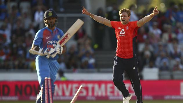 In reply, the visitors got off to a poor start with Shikhar Dhawan falling to David Willey in the very first over. (AP)