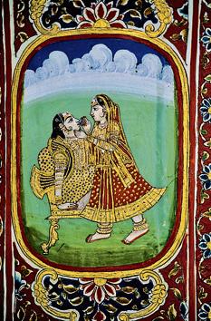 Intimacy captured in a Rajasthani miniature.(Getty Images) Intimacy captured in a Rajasthani miniature.(Getty Images)