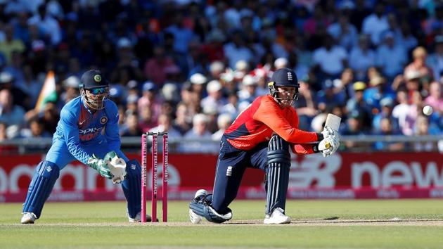 Asked to bat, England got off to an impressive start with their openers Jason Roy (in pic) and Jos Buttler stitching a 50-run stand. (Action Images via Reuters)