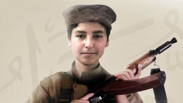 This undated image posted online Tuesday, July 3, 2018, by media outlets of the Islamic State militant group, shows Huthaifa al-Badri, son of the leader of the Islamic State group Abu Bakr al-Baghdadi. The IS media said the young son was killed fighting Syrian and Russian forces in Syria's central Homs province.(Militant photo via AP)