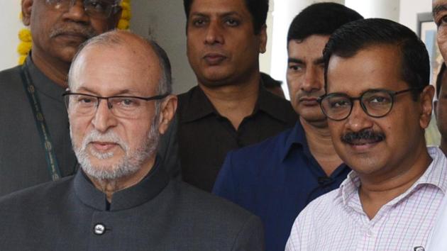 File photo of lieutenant governor of Delhi Anil Baijal (left) and chief minister Arvind Kejriwal.(Raj K Raj/HT Photo)