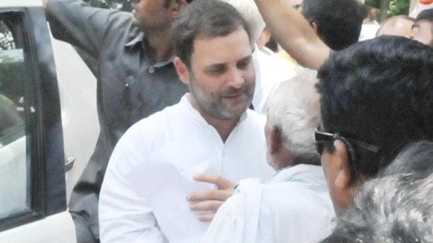 Congress president Rahul Gandhi meets party workers at Fursatganj, of Amethi district, Uttar Pradesh, India on Wednesday, July 04, 2018. (Photo by Dheeraj Dhawan/Hindustan Times) Congress president Rahul Gandhi meets party workers at Fursatganj, of Amethi district, Uttar Pradesh, India on Wednesday, July 04, 2018. (Photo by Dheeraj Dhawan/Hindustan Times)