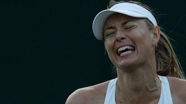 Russia's Maria Sharapova reacts during the first round match against Russia's Vitalia Diatchenko.(REUTERS)