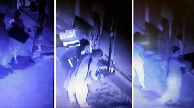 Burari hangings: A screengrab from a CCTV camera shows Burari family members carrying stools that were reportedly used in the mass ‘suicide’, in New Delhi.(PTI Photo)