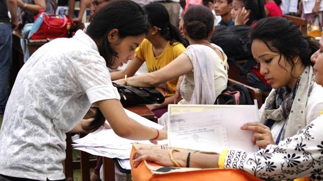 The maximum number of admissions till now is in BA Programme with 7,538 students being admitted in different colleges. (Khyati Mehta/HT Photo) The maximum number of admissions till now is in BA Programme with 7,538 students being admitted in different colleges. (Khyati Mehta/HT Photo)