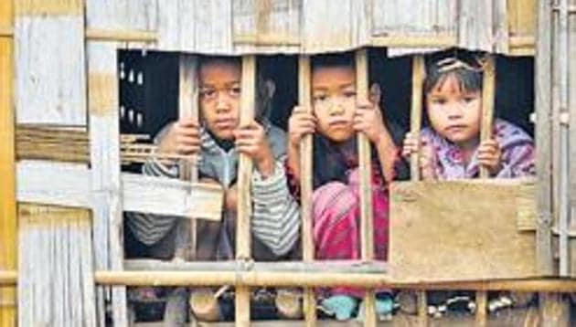 An MHA official said each of the 5,407 Bru refugee families that will be repatriated to Mizoram from Tripura would be given a one-time financial assistance of ₹4 lakh, a monthly assistance of ₹5,000, a house and free ration for two years. (HT/File Photo) An MHA official said each of the 5,407 Bru refugee families that will be repatriated to Mizoram from Tripura would be given a one-time financial assistance of ₹4 lakh, a monthly assistance of ₹5,000, a house and free ration for two years. (HT/File Photo)