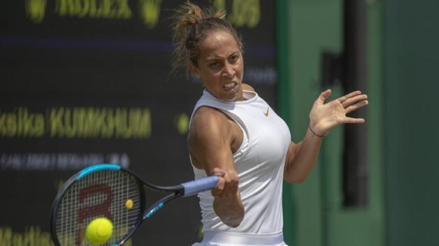 Madison Keys (USA) in action during her match against Luksika Kumkhum (THA). The former won 6-4, 6-3. (USA TODAY Sports)
