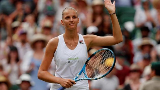 Czech Republic's Karolina Pliskova celebrates winning the second round match against Belarus' Victoria Azarenka 6-3, 6-3. (REUTERS)