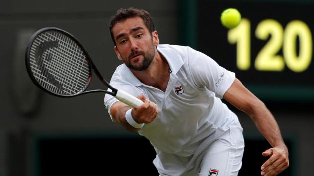 Croatia's Marin Cilic in action during his second round match against Argentina's Guido Pella at the All England Lawn Tennis and Croquet Club, London, Britain on July 5, 2018.(REUTERS)