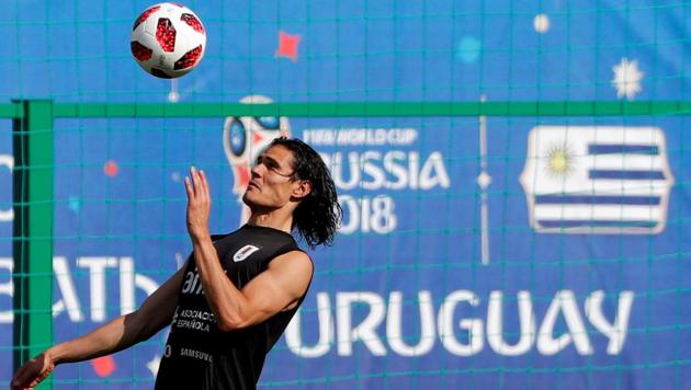 Uruguay's Edinson Cavani during training at Nizhny Novgorod, Russia on July 5, 2018.(REUTERS)