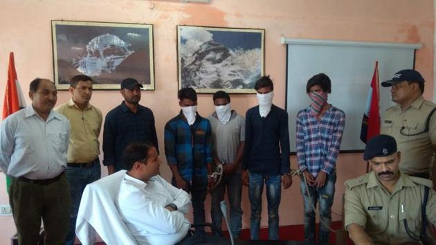 The four accused of trafficking children from Jharkhand to Uttarakhand. (HT Photo) The four accused of trafficking children from Jharkhand to Uttarakhand. (HT Photo)
