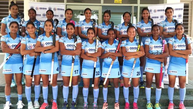 The 18-member Indian women’s hockey team that will take part in the Asian Games in Indonesia.(Hockey India)