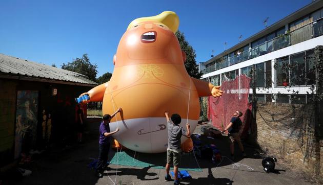 The 6-metre (19-foot) orange balloon, which shows the President wearing a nappy, will fly near the Parliament at a height of 30 metres between 9.30 am and 11.30 am local time. (Reuters/File Photo) The 6-metre (19-foot) orange balloon, which shows the President wearing a nappy, will fly near the Parliament at a height of 30 metres between 9.30 am and 11.30 am local time. (Reuters/File Photo)