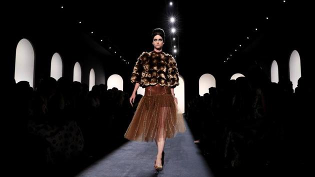 A model presents a creation by designers Karl Lagerfeld and Silvia Venturini as part of their Haute Couture Fall/Winter 2018/2019 collection show for fashion house Fendi in Paris, France. (Gonzalo Fuentes / REUTERS)