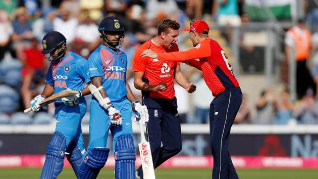 England won the toss and chose to bowl with Jake Ball getting rid of Rohit Sharma in his very first over. (Action Images via Reuters) England won the toss and chose to bowl with Jake Ball getting rid of Rohit Sharma in his very first over. (Action Images via Reuters)