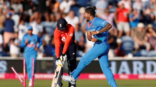 Umesh Yadav took the key wicket of Jason Roy cheaply. (REUTERS) Umesh Yadav took the key wicket of Jason Roy cheaply. (REUTERS)